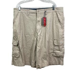 Beverly Hills Polo Club Mens Cargo Shorts Khaki Straight Fit Flap Pocket Size 40